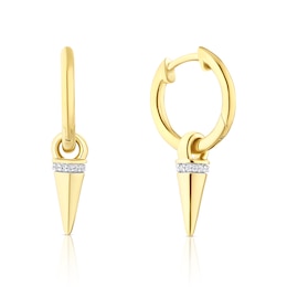 Sterling Silver & 18ct Gold Plated Vermeil Men's CZ Point Drop Earrings