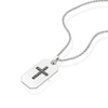 Thumbnail Image 2 of Sterling Silver Men's Black Cubic Zirconia Cross Dog Tag Necklace