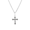 Thumbnail Image 1 of Sterling Silver Men's Black Cubic Zirconia Cross Pendant Necklace