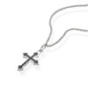 Thumbnail Image 2 of Sterling Silver Men's Black Cubic Zirconia Cross Pendant Necklace