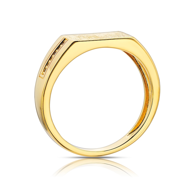 Main Image 3 of Sterling Silver & 18ct Yellow Gold Plated Vermeil Men's Black CZ Edge Signet Ring