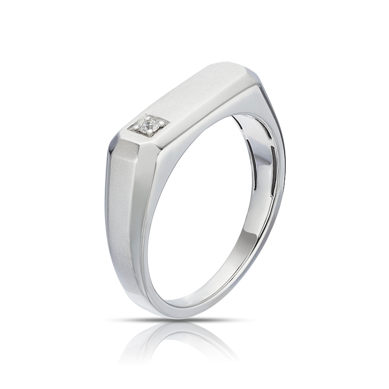 Main Image 2 of Sterling Silver Men's Cubic Zirconia Long Rectangle Signet Ring
