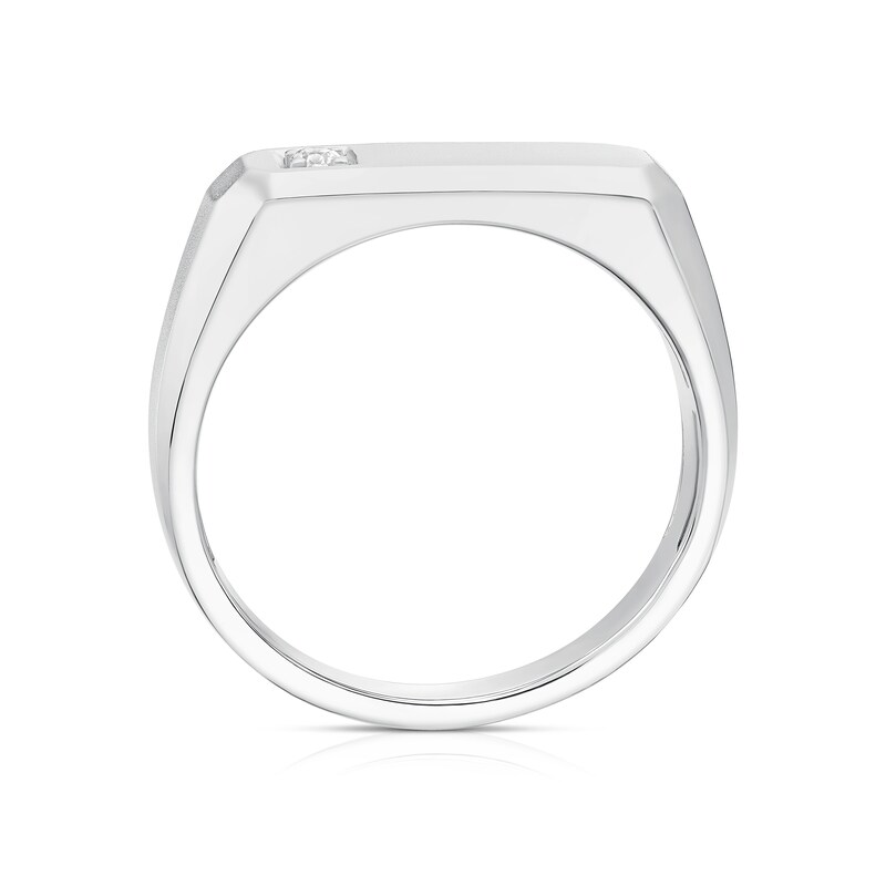 Main Image 3 of Sterling Silver Men's Cubic Zirconia Long Rectangle Signet Ring