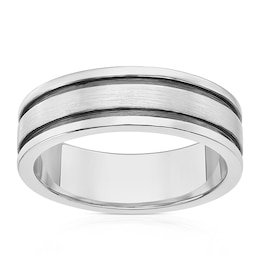 Sterling Silver Men's Black Detail Ring