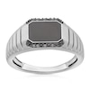 Thumbnail Image 1 of Sterling Silver Men's Diamond & Enamel Signet Ring