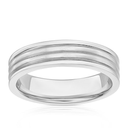 Sterling Silver Men's Triple Ridge Detail Ring