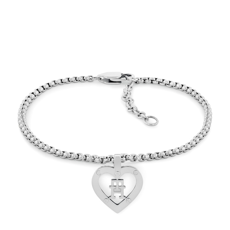 Main Image 1 of Tommy Hilfiger Ladies' TH Monogram Heart Pendant Stainless Steel Bracelet