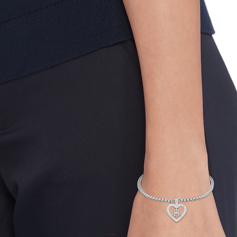 Main Image 2 of Tommy Hilfiger Ladies' TH Monogram Heart Pendant Stainless Steel Bracelet