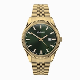 Sekonda Men's Green Dial Gold Tone Bracelet Watch