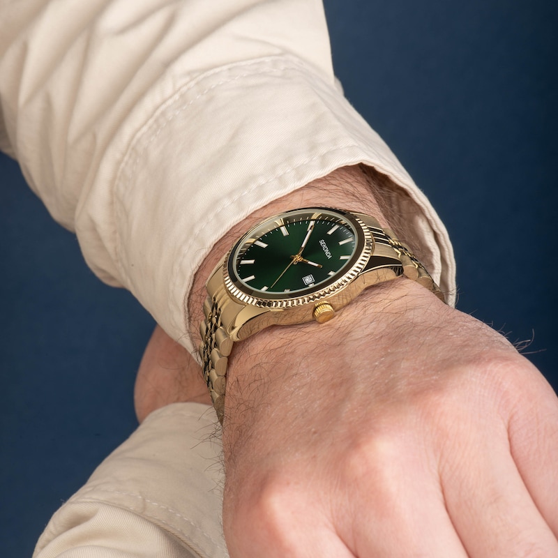 Main Image 4 of Sekonda Men's Green Dial Gold Tone Bracelet Watch