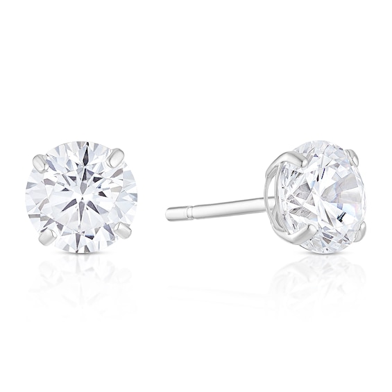 9ct White Gold Mens 6mm Cubic Zirconia Stud Earrings