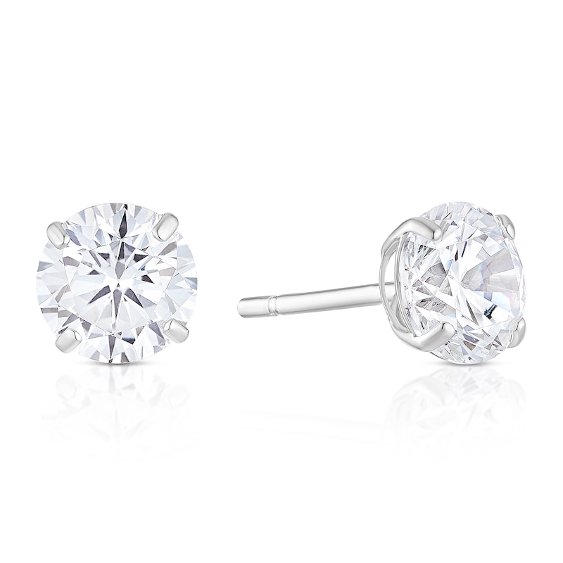Main Image 1 of 9ct White Gold Men's 6mm Cubic Zirconia Stud Earrings