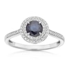 Thumbnail Image 1 of 9ct White Gold Diamond & Sapphire Double Halo Ring