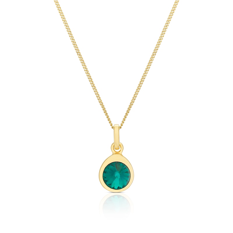 Main Image 1 of Sterling Silver Gold Tone Emerald Preciosa Crystal Pendant 16+2" Necklace