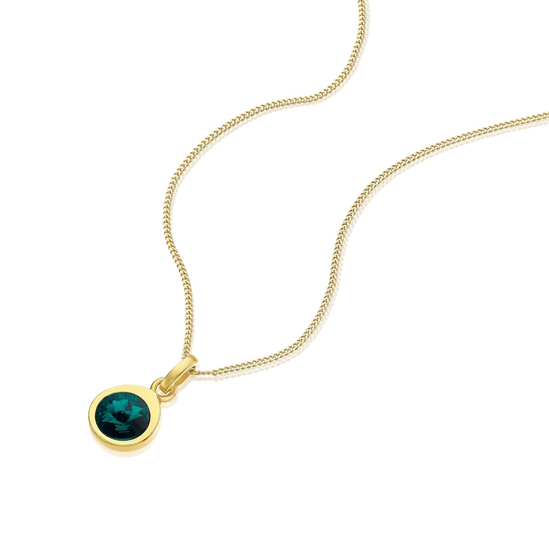 Main Image 2 of Sterling Silver Gold Tone Emerald Preciosa Crystal Pendant 16+2" Necklace