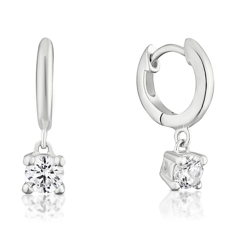 Main Image 1 of Sterling Silver Cubic Zirconia Huggie Hoop Earrings