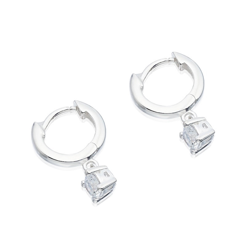 Main Image 2 of Sterling Silver Cubic Zirconia Huggie Hoop Earrings