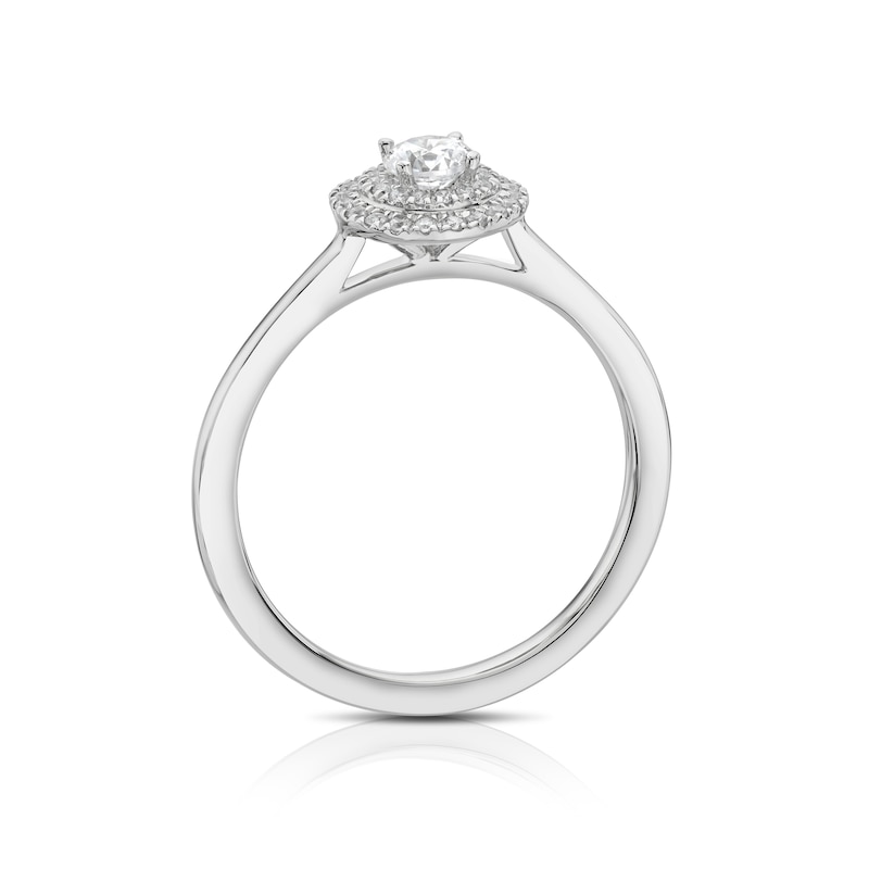 Main Image 3 of The Diamond Story Platinum 0.33ct Diamond Round Halo Solitaire Ring