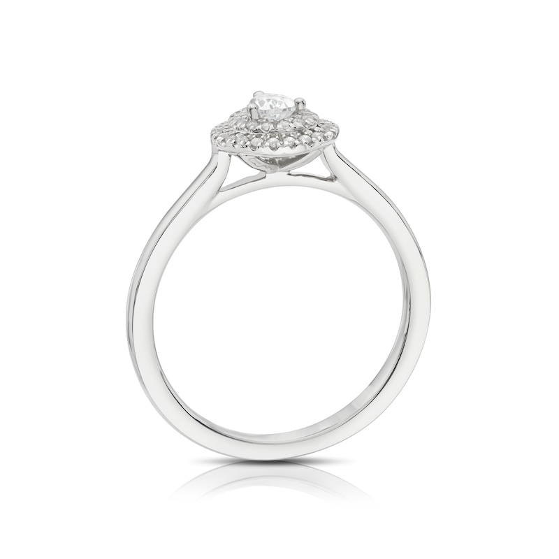 Main Image 3 of The Diamond Story Platinum 0.33ct Diamond Pear Halo Solitaire Ring