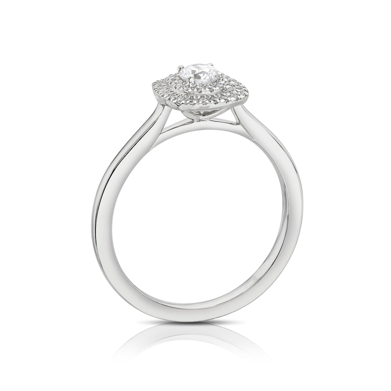 Main Image 3 of The Diamond Story Platinum 0.33ct Diamond Cushion Halo Solitaire Ring