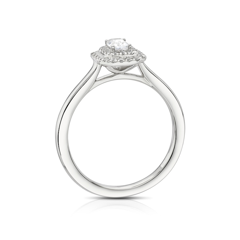 Main Image 3 of The Diamond Story Platinum 0.33ct Diamond Emerald Halo Solitaire Ring