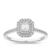 Thumbnail Image 1 of The Diamond Story Platinum 0.40ct Diamond Emerald Halo Ring