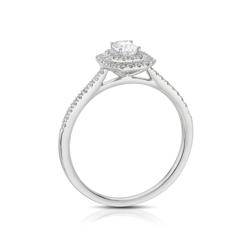 Main Image 3 of The Diamond Story Platinum 0.40ct Diamond Emerald Halo Ring
