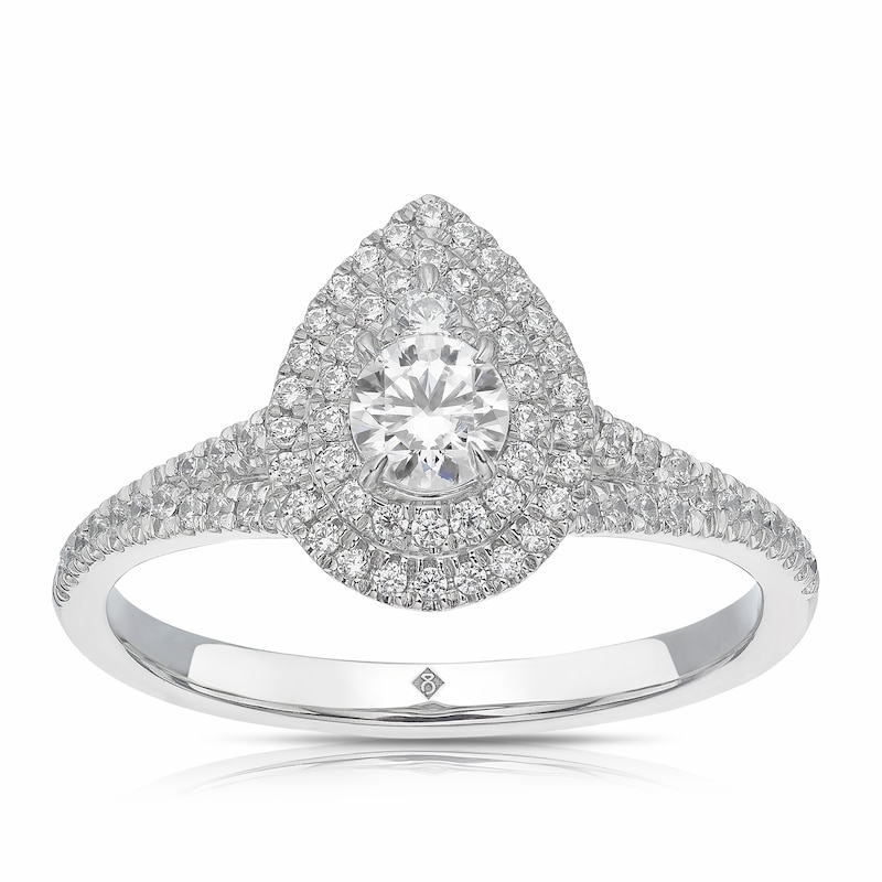 Main Image 1 of The Diamond Story Platinum 0.50ct Diamond Pear Cluster Ring