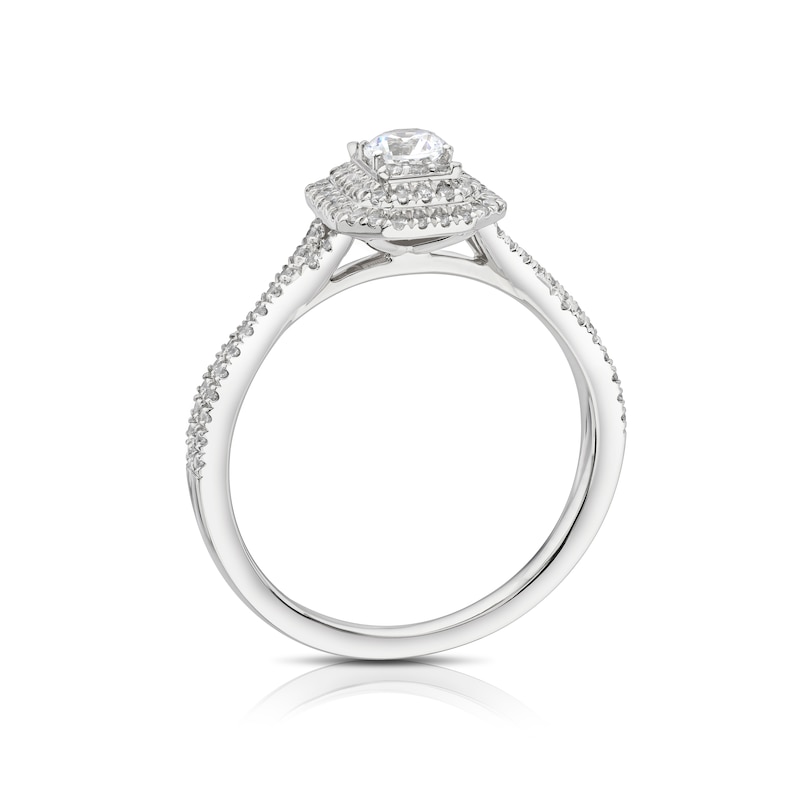 Main Image 3 of The Diamond Story Platinum 0.50ct Diamond Emerald Cluster Ring