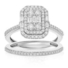 Thumbnail Image 1 of Perfect Fit 9ct White Gold 0.66ct Diamond Emerald Design Bridal Set