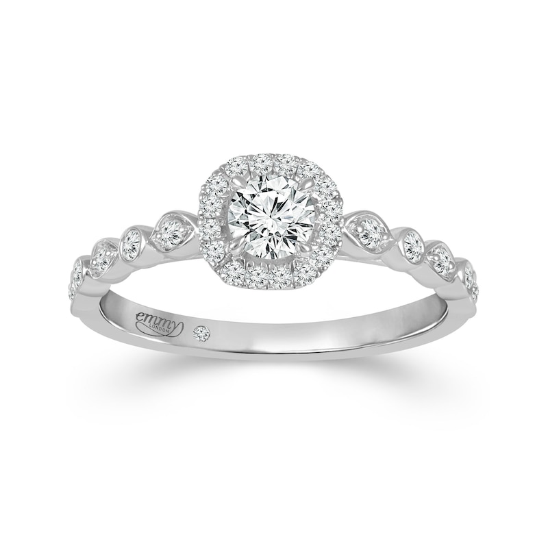 Emmy London 18ct White Gold Halo 0.40ct Total Diamond Ring