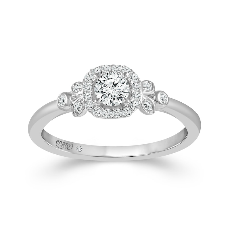 Main Image 1 of Emmy London 9ct White Gold Halo 0.33ct Total Diamond Ring