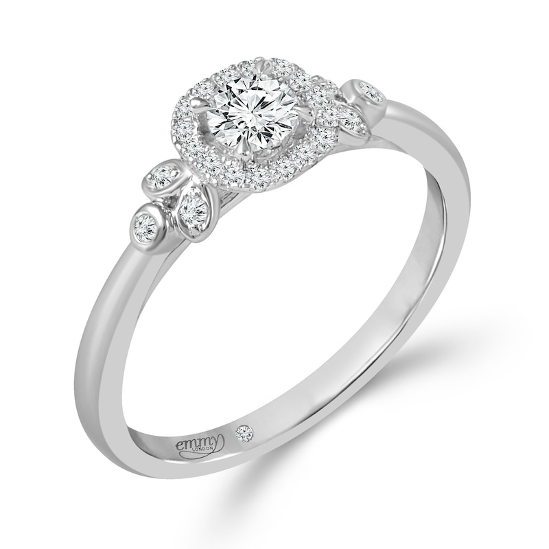 Main Image 2 of Emmy London 9ct White Gold Halo 0.33ct Total Diamond Ring