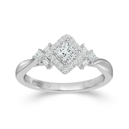 Emmy London 18ct White Gold 0.50ct Diamond Princess Halo Ring