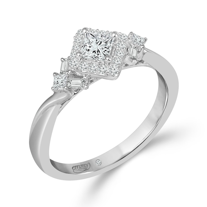 Main Image 2 of Emmy London 18ct White Gold 0.50ct Diamond Princess Halo Ring