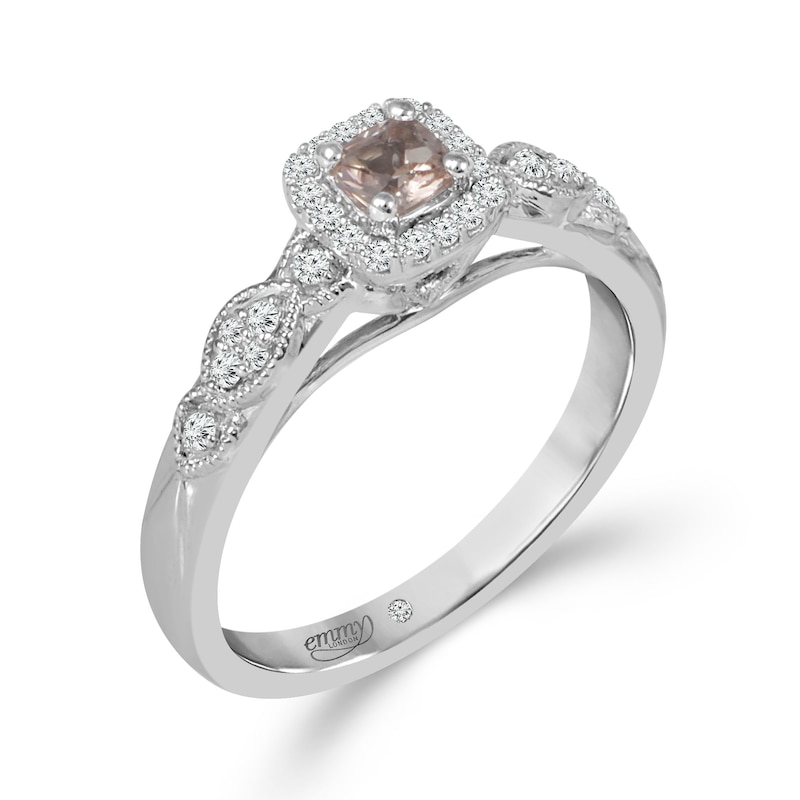 Emmy London 18ct White Gold Morganite 0.13ct Diamond Ring