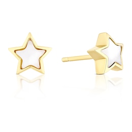 9ct Yellow Gold Children's Star MOP Stud Earrings