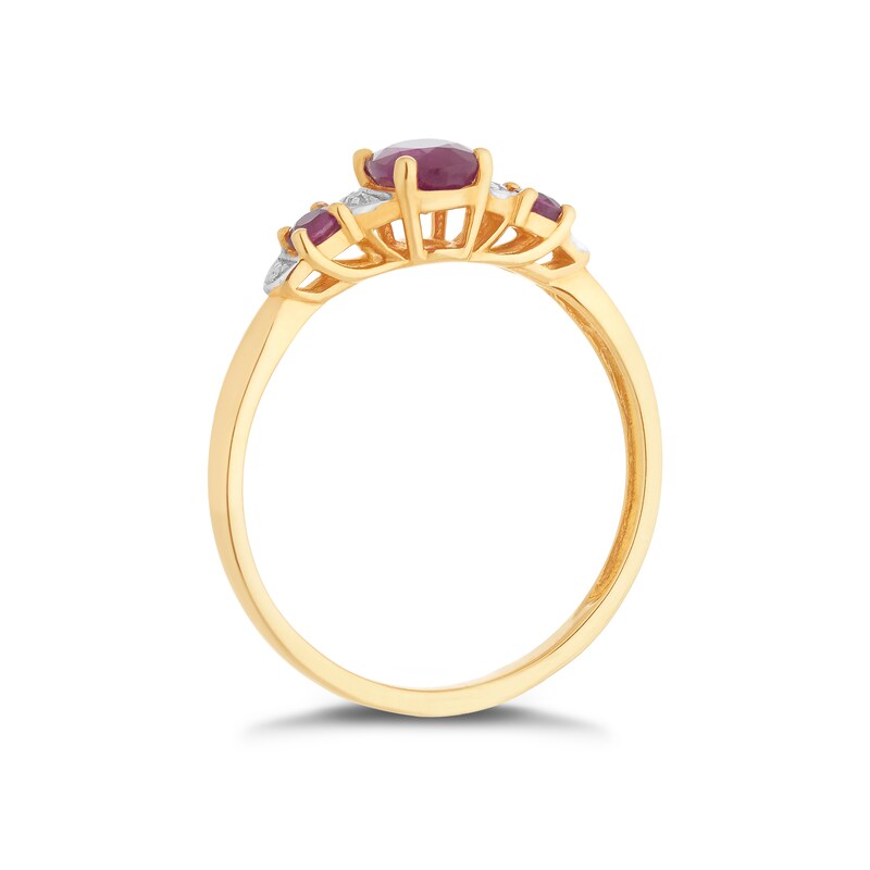 Main Image 2 of 9ct Yellow Gold Treated Ruby & Diamond Ring