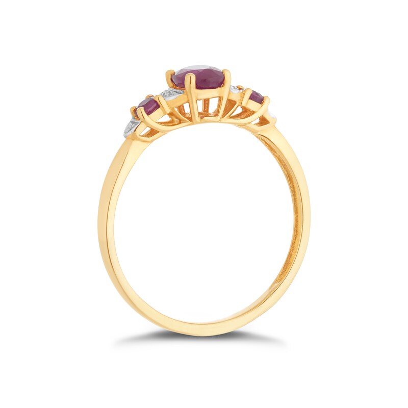 9ct Yellow Gold Treated Ruby & Diamond Ring