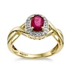 Thumbnail Image 1 of 9ct Yellow Gold Oval Treated Ruby & 0.11ct Diamond Ring