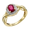 Thumbnail Image 2 of 9ct Yellow Gold Oval Treated Ruby & 0.11ct Diamond Ring