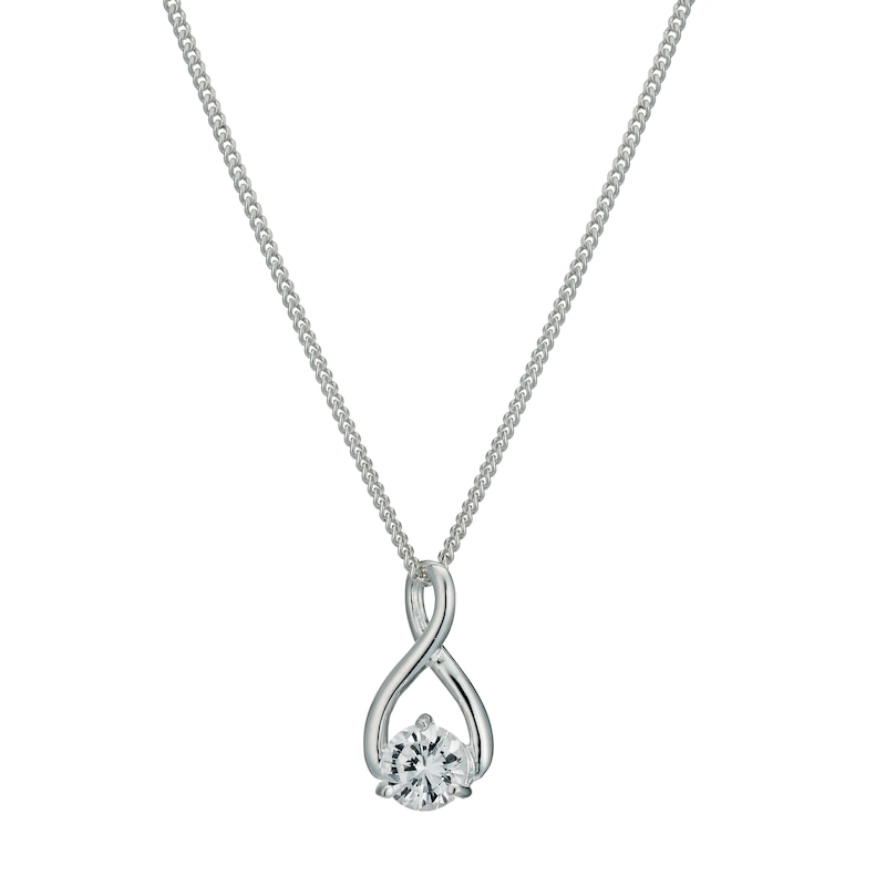 Sterling Silver Figure of 8 Cubic Zirconia Pendant