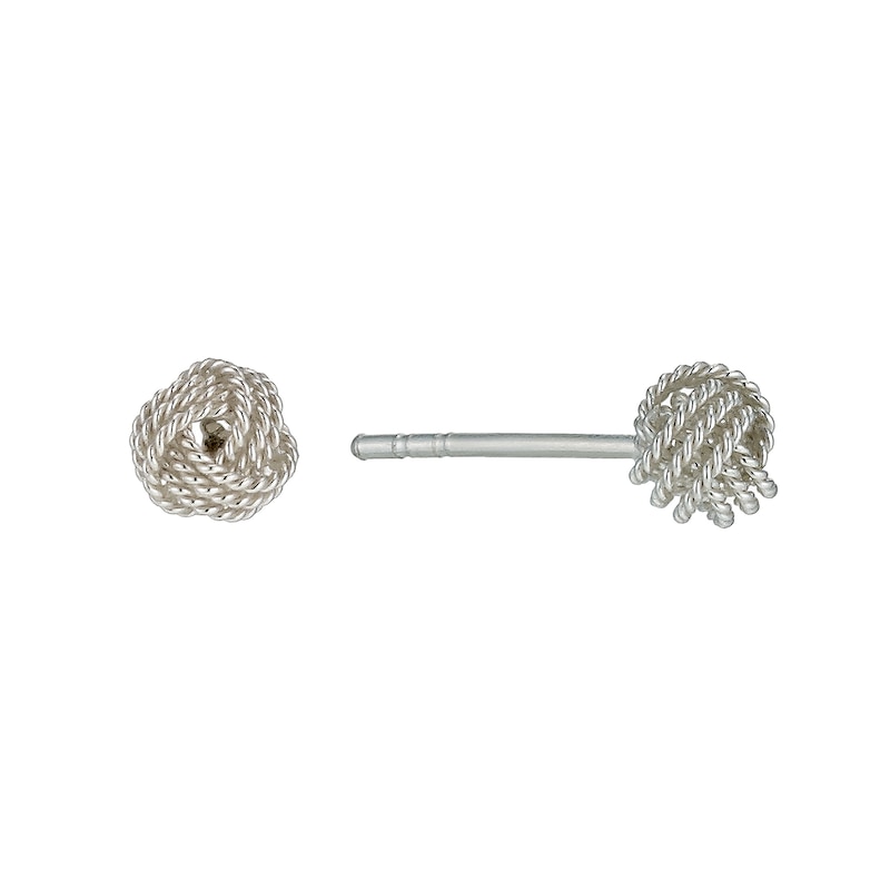 Silver 5mm Diamond Cut Knot Stud Earrings