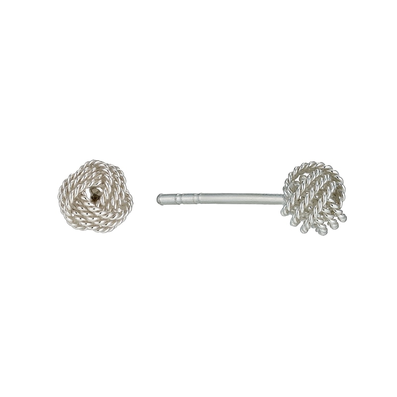 Main Image 1 of Sterling Silver 5mm Diamond Cut Knot Stud Earrings
