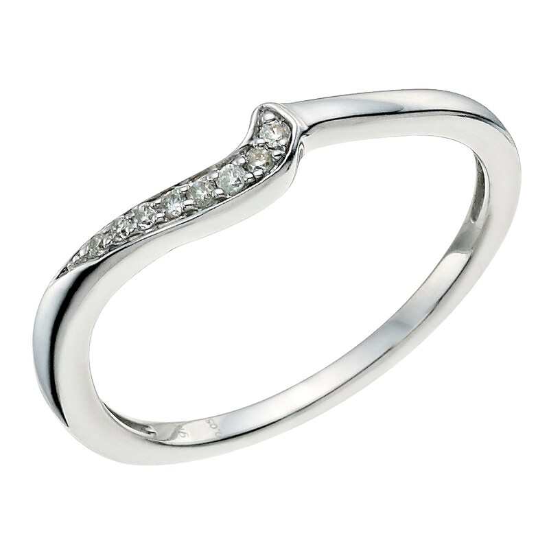 9ct White Gold Diamond Shaped Band