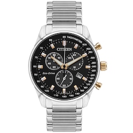 Citizen Eco-Drive Men's Stainless Steel Chronograph Black Dial Watch