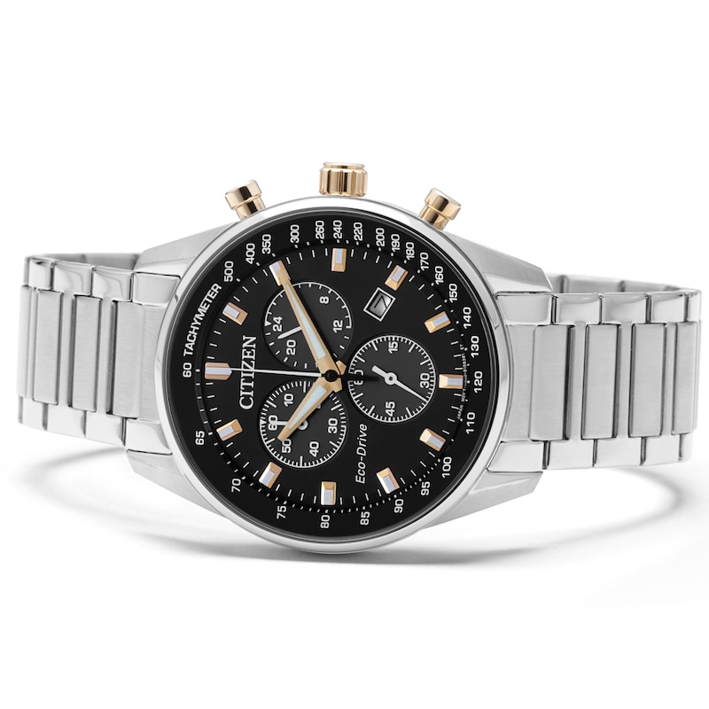 Citizen Eco-Drive Men's Stainless Steel Chronograph Black Dial Watch