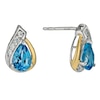 Thumbnail Image 1 of Sterling Silver & 9ct Gold Blue Topaz Pear Drop Earrings