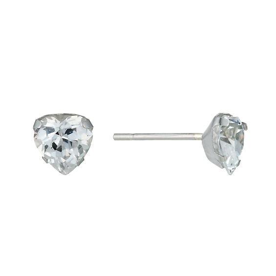 9ct White Gold Cubic Zirconia 5mm Heart Stud Earrings