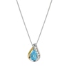 Thumbnail Image 0 of Sterling Silver & 9ct Gold Blue Topaz Pear Pendant 18 inches